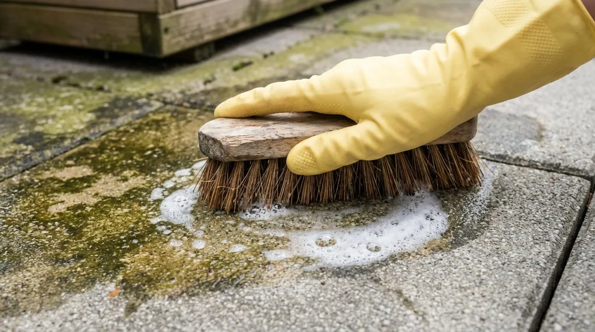 Jak se zbavit zelených skvrn na terase po zimě